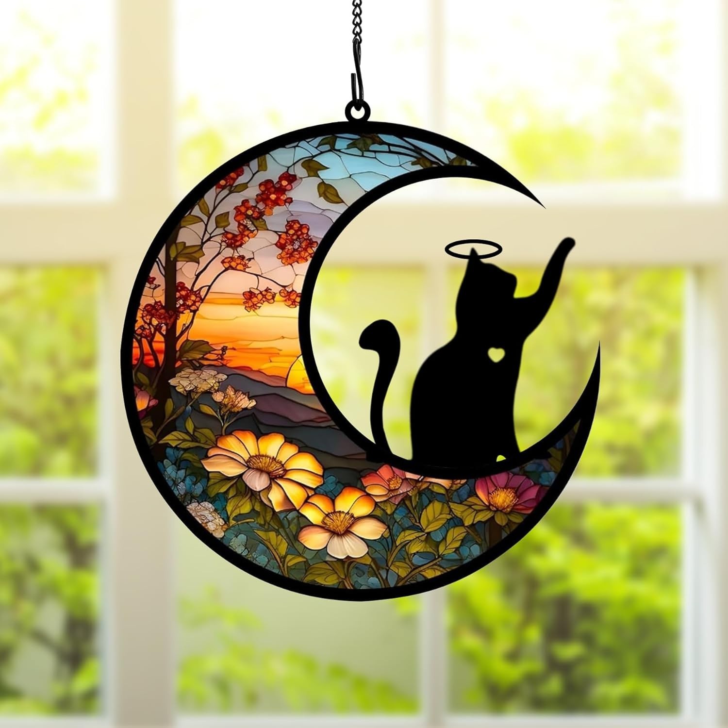 Cat Memorial Suncatcher for Windows, Pet Sympathy Ornament in Loving Memory