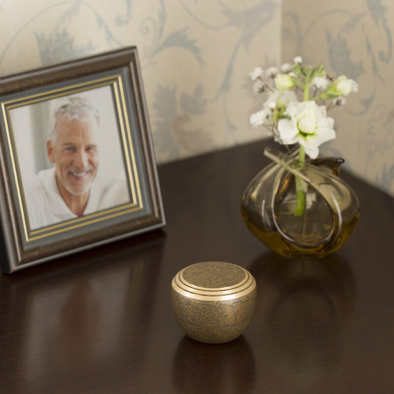 Kanata Burnt Umber Small Keepsake Urn for Human Ashes Brass