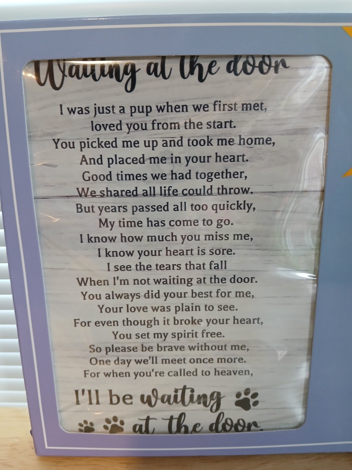 Wooden Memorial Pet Frame & Poem, NIB