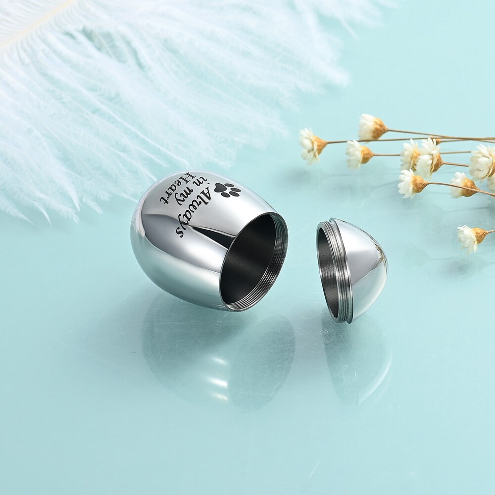 3*4cm Stainless Steel Pet Memory Egg Shaped Miniature Urn Dog Cat Cremation Ashe