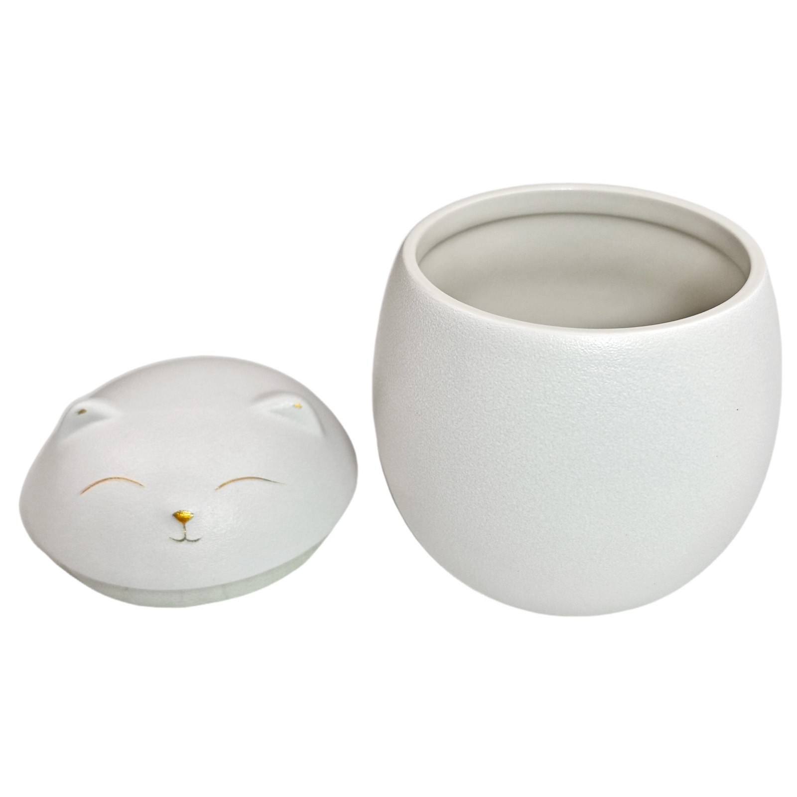 White Smiley Cat Shaped Pet Urn 4.9 x 4.3 inches For Small Dog And Cat Ashes