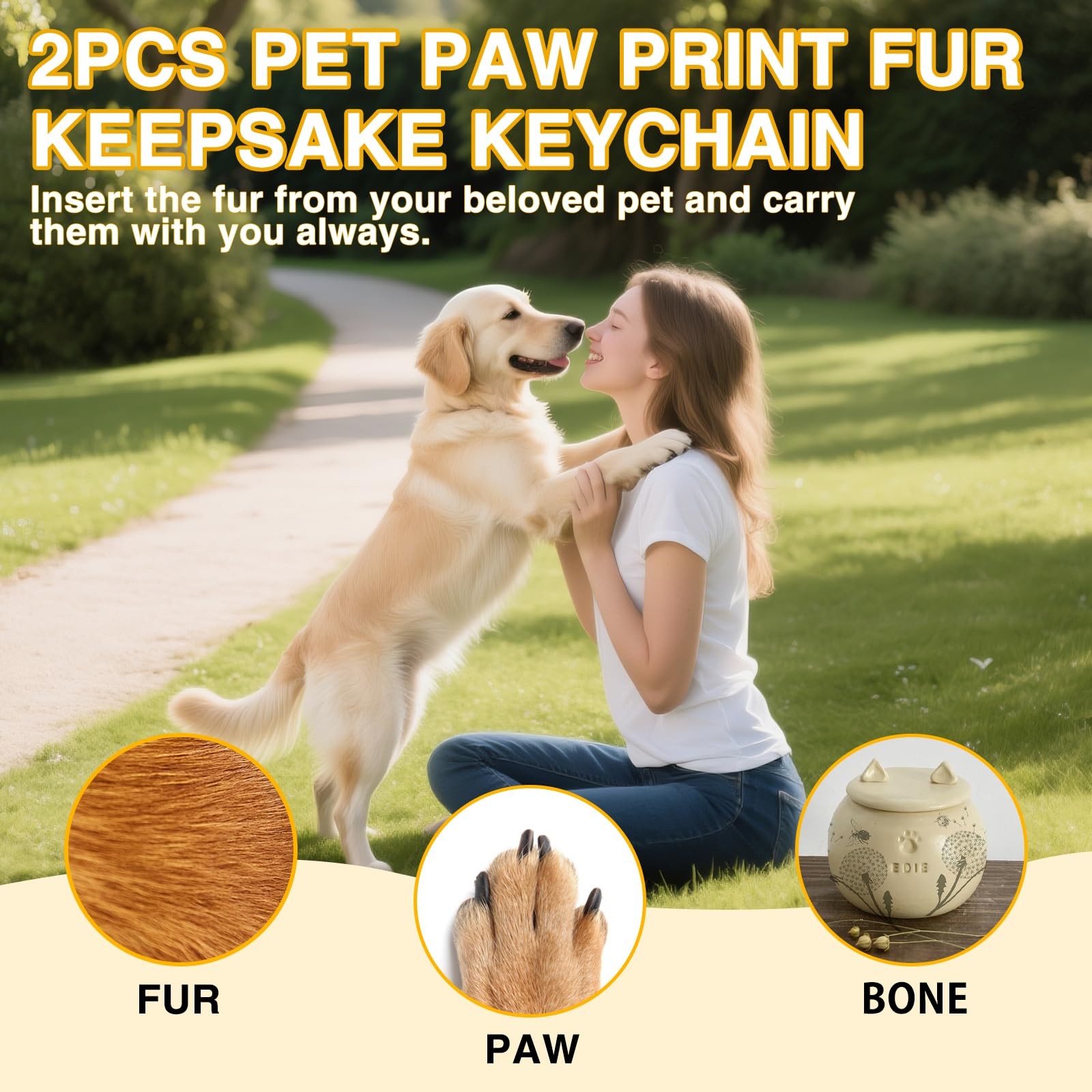 4Pcs Leather Dog Memorial Keychain: Pet Paw Print Fur Keepsake – Cute Dog Cat…