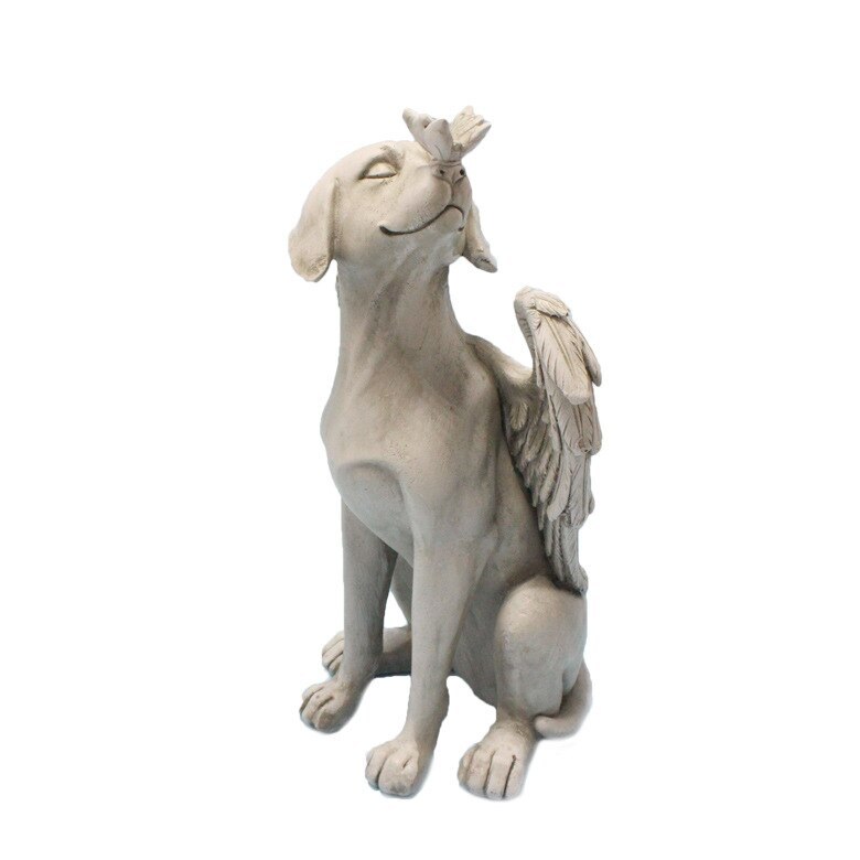 New Pet Memorial Gravestones for Dog with Angel Wings Garden Statue Sculpture