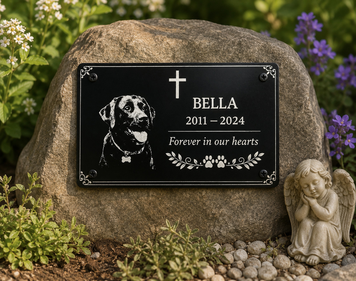 Personalised Pet Memorial Plaque Custom Photo Engraved Aluminium Dog Cat Horse