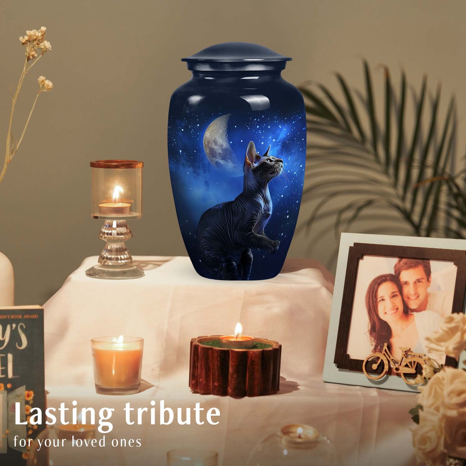 Unique Cat Celestial Pet Memorial Urn | Pet Cremation Urn For Cat