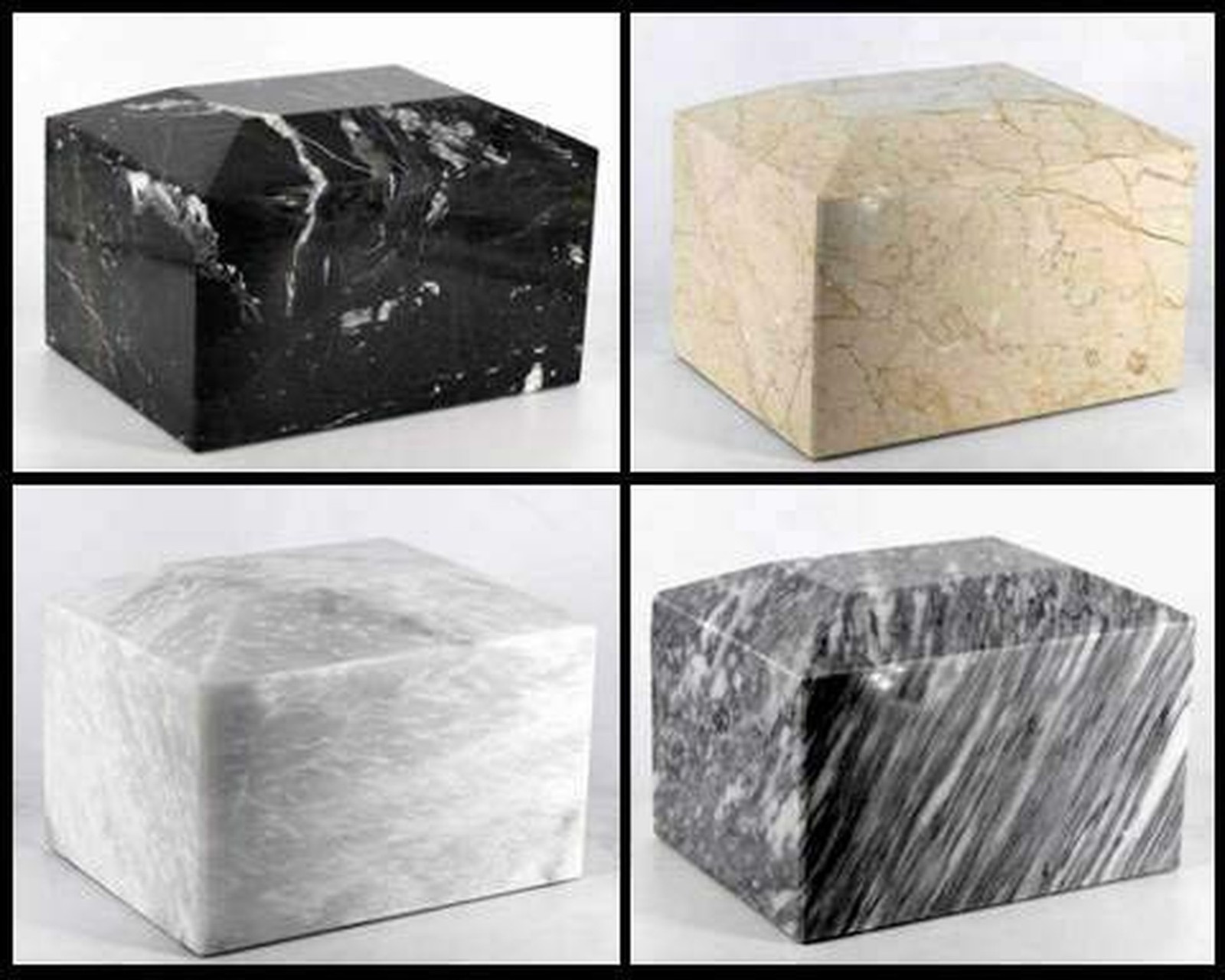 Black Marble Urn, Adult Stone Cremation Urn Box for Funeral and Burial – Large