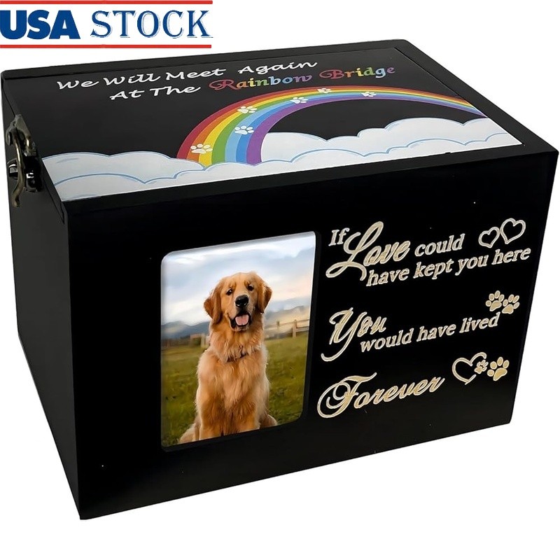 Pet Cremation Urn Memorial Box Wooden Picture Frame Small Medium Pets 60ci New