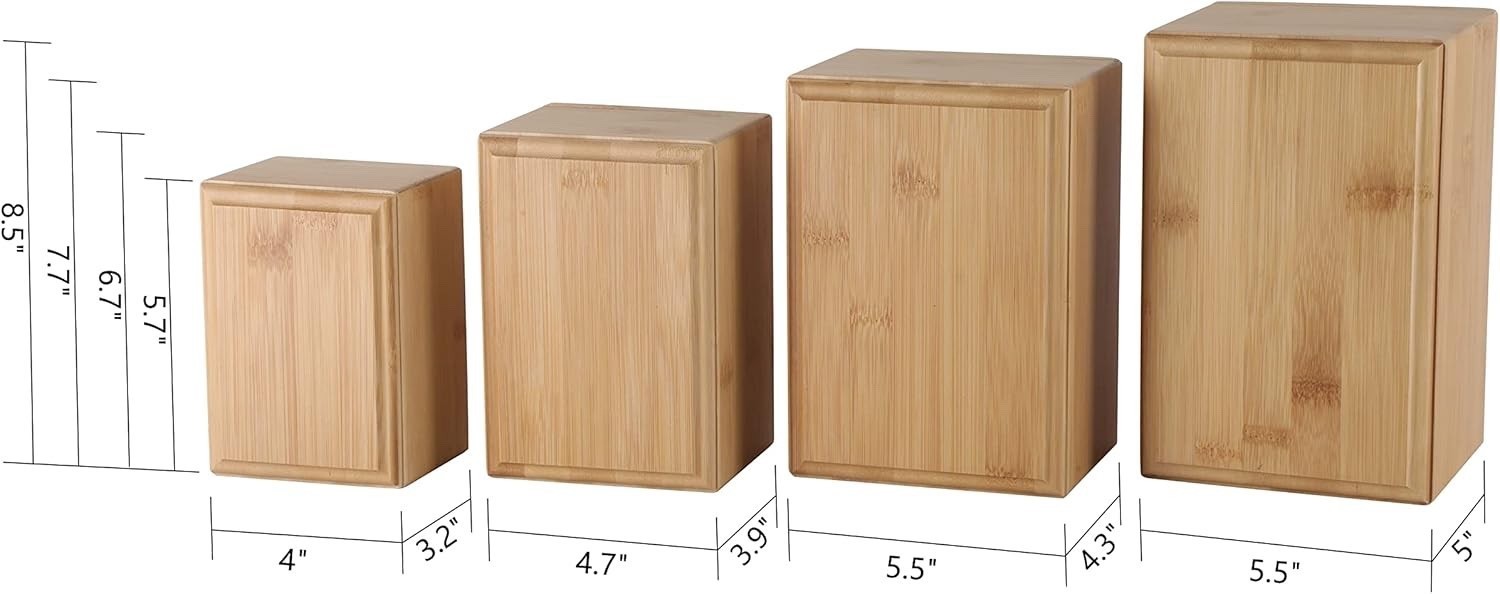 Bamboo Pet Urns for Dog Ashes, Bamboo Wooden Pet Urn for Funerals Medium