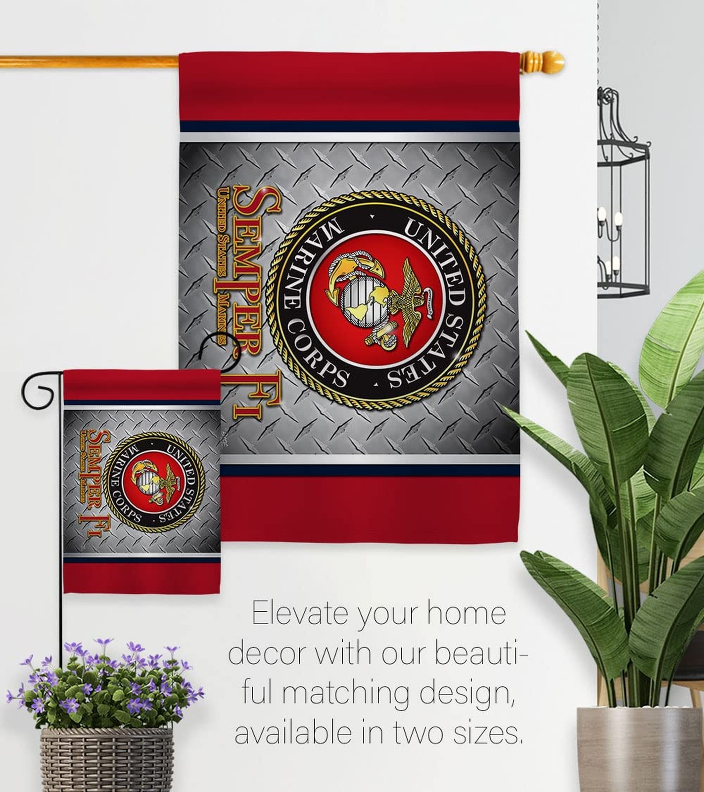 Semper Fi Memorial Day Gift Home Decor Banner Room Wall Patio Lawn Garden Fla…