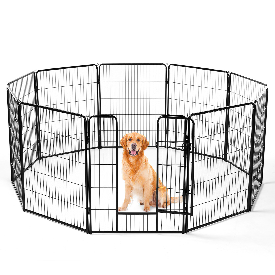 Dog Playpen Indoor Fence Height Metal Exercise Pen With Door Small Puppy-Medium-