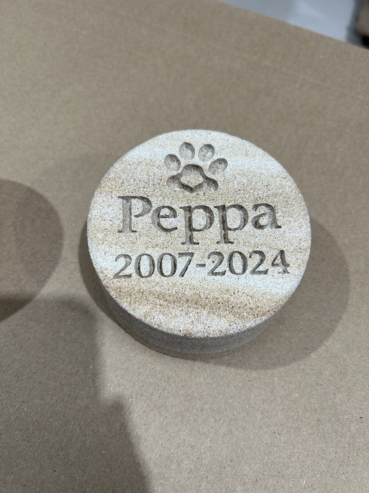 Memorial Keepsake for Pets Personalised Sand stone
