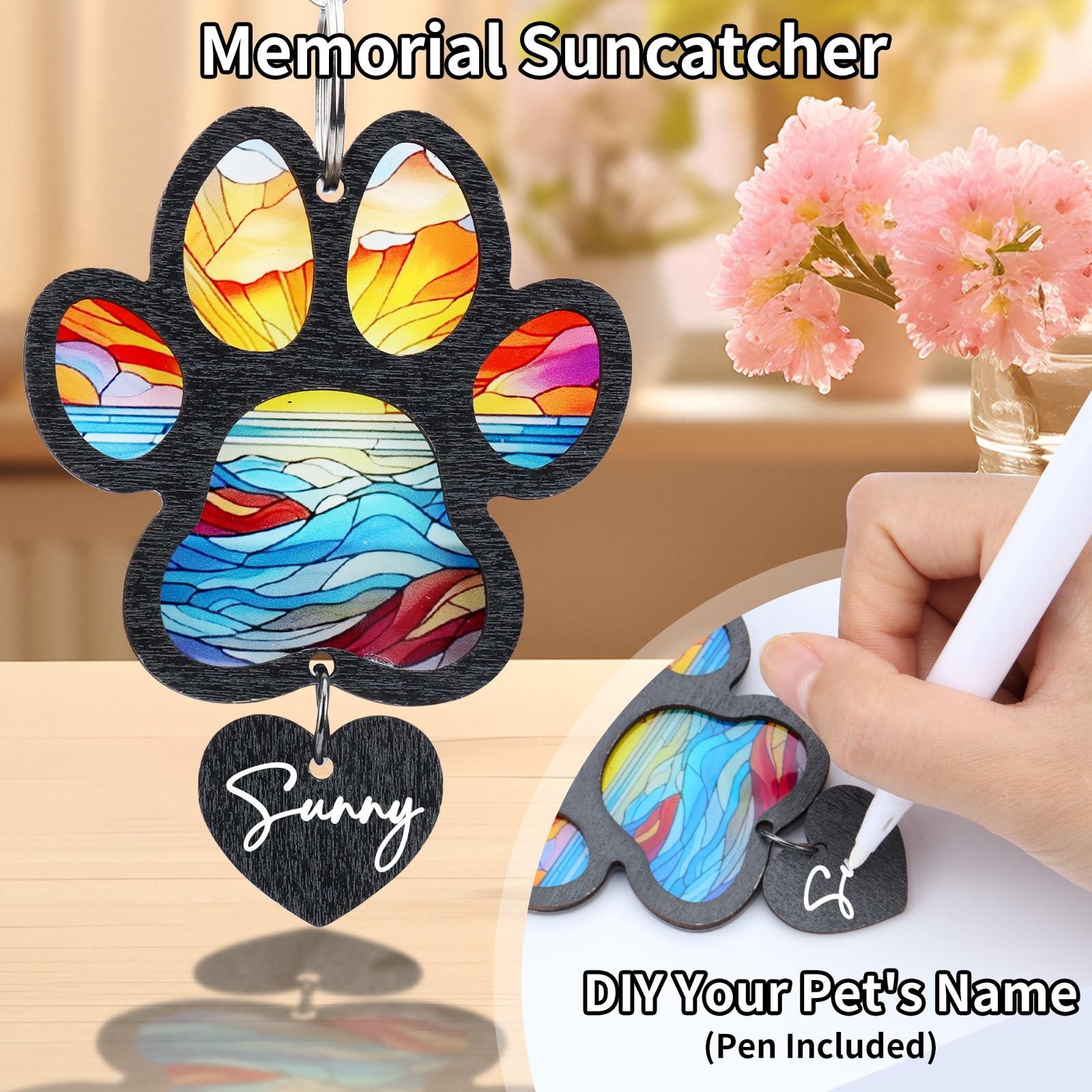 Dearkeeps Dog Memorial Picture Frame 4X6 Wooden Photo Frame For Pet Loss