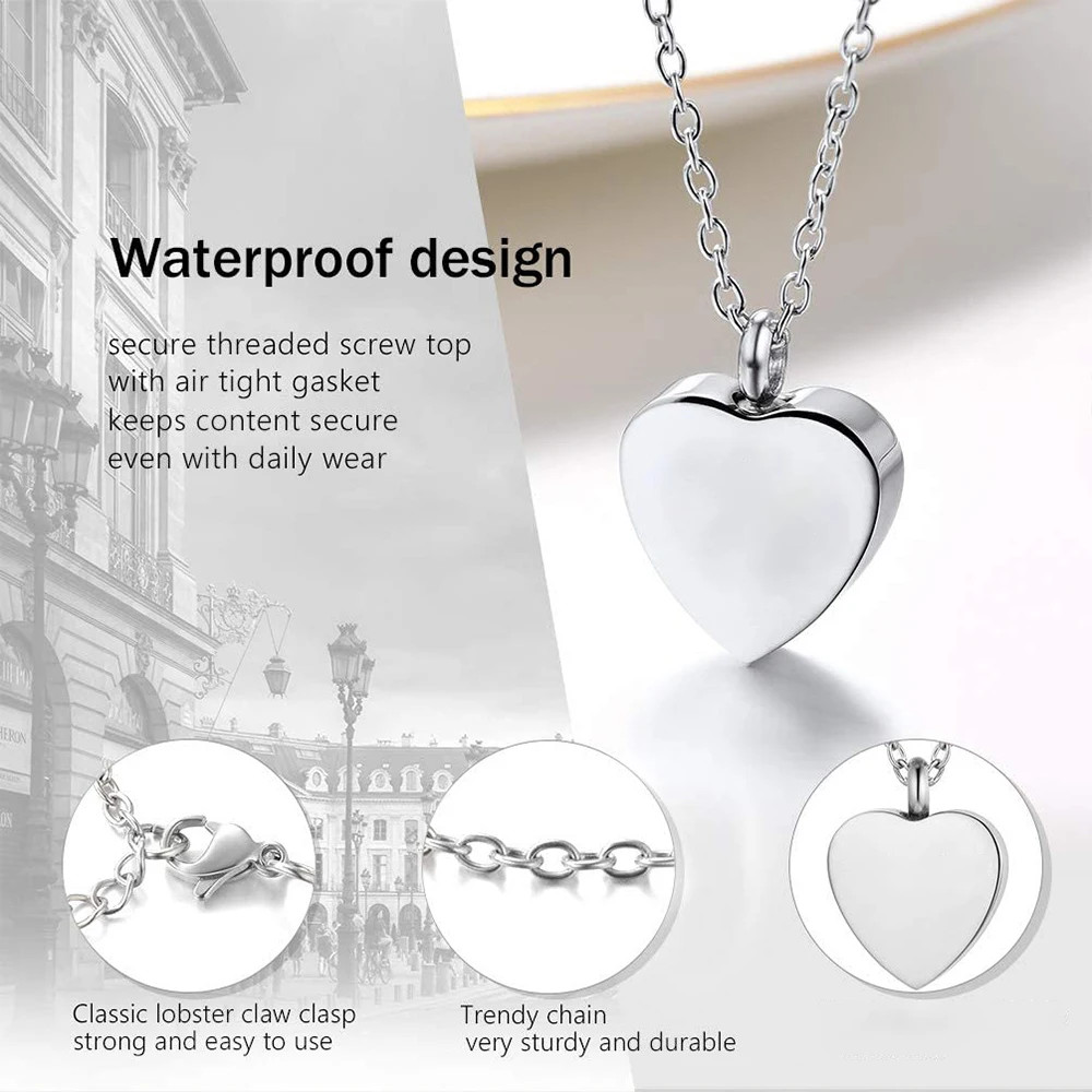 Cremation Urn Necklace Paw Print Footprint “Never Walk Alone” Pet Dog Keepsake