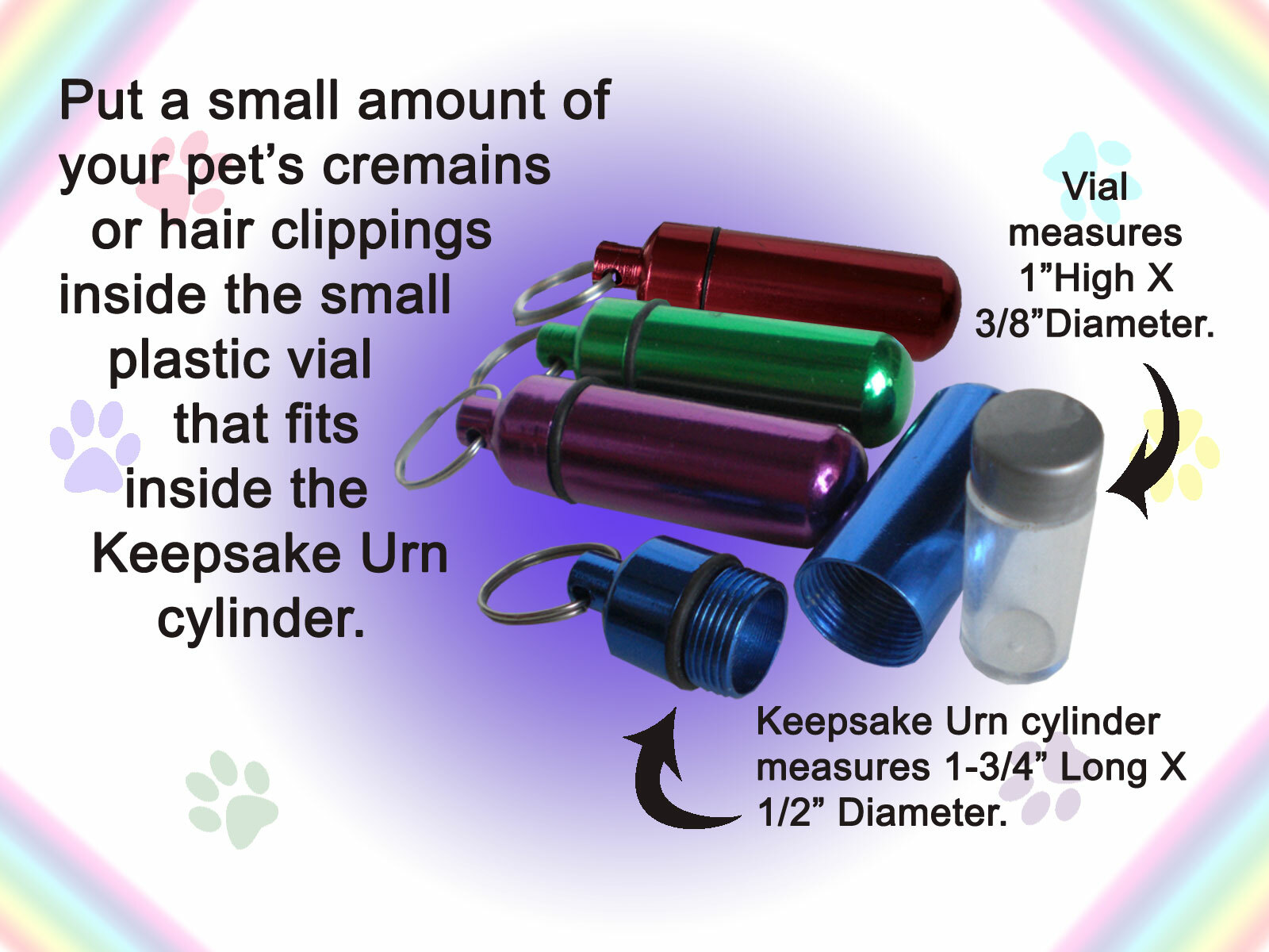 Pet Keepsake Urn Key Ring Dog Angel Memorial Choice of Colors and Engraving