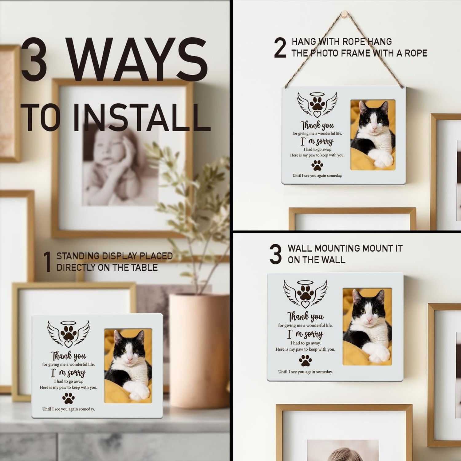 IAXIC Cat Memorial Gifts for Loss of Pet Sympathy Picture Frame, Pet Memory P…