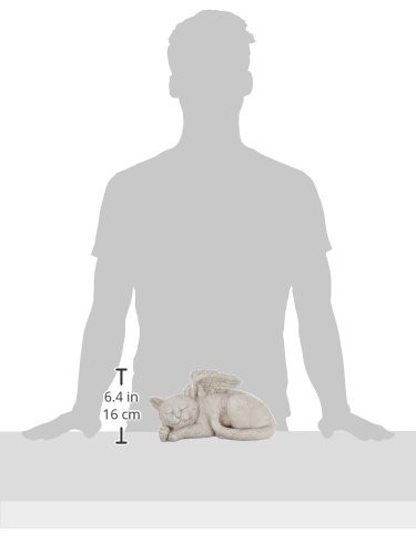 Cat Angel Pet Memorial Grave Marker Statue – 10″ Tribute, Antique Stone Finish