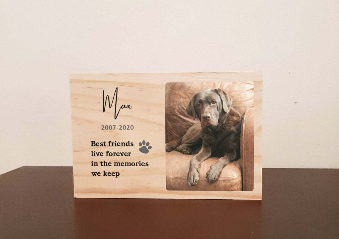 Personalised Pet loss Memorial Photo RIP Plaque Wooden block Dog Cat Horse Gift