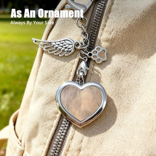 Pet Loss Memorial Heart Keychain Fur Locket Stainless Steel