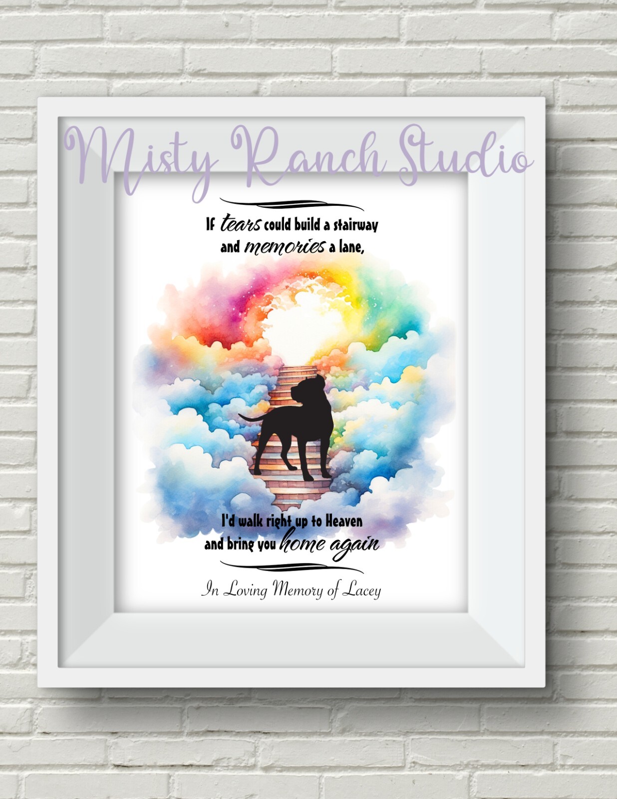 Dog, Cat Memorial Art Print “If Tears Could Build a Stairway” UNFRAMED Personal