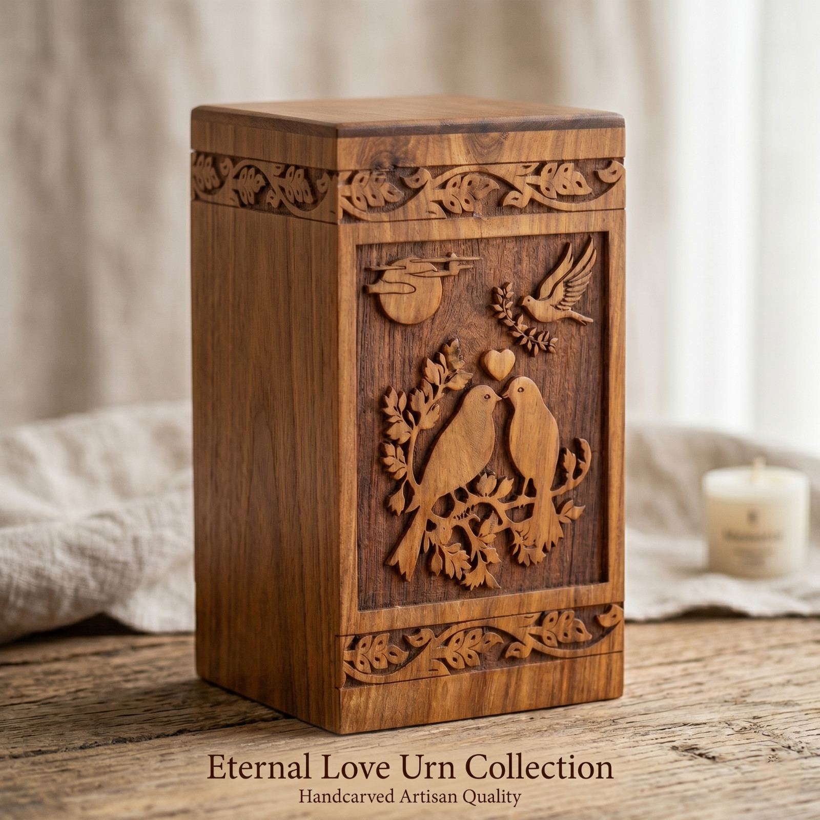 Tree of Life Wooden Urn Rosewood Handmade Cremation Ashes Human Pet
