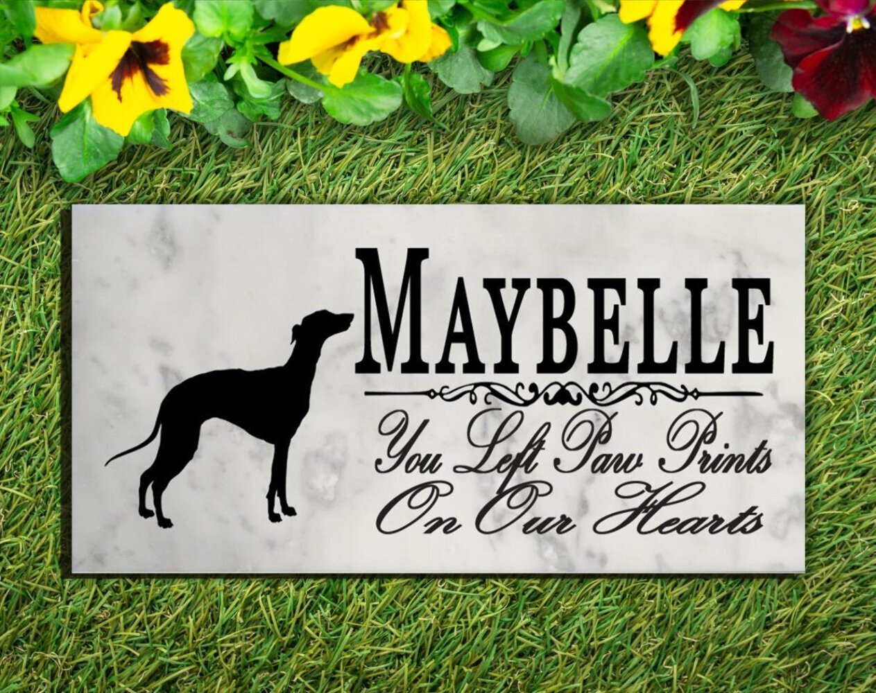 Greyhound Memorial Stone Personalized Dog Garden Rock Grave Marker Outdoor or In