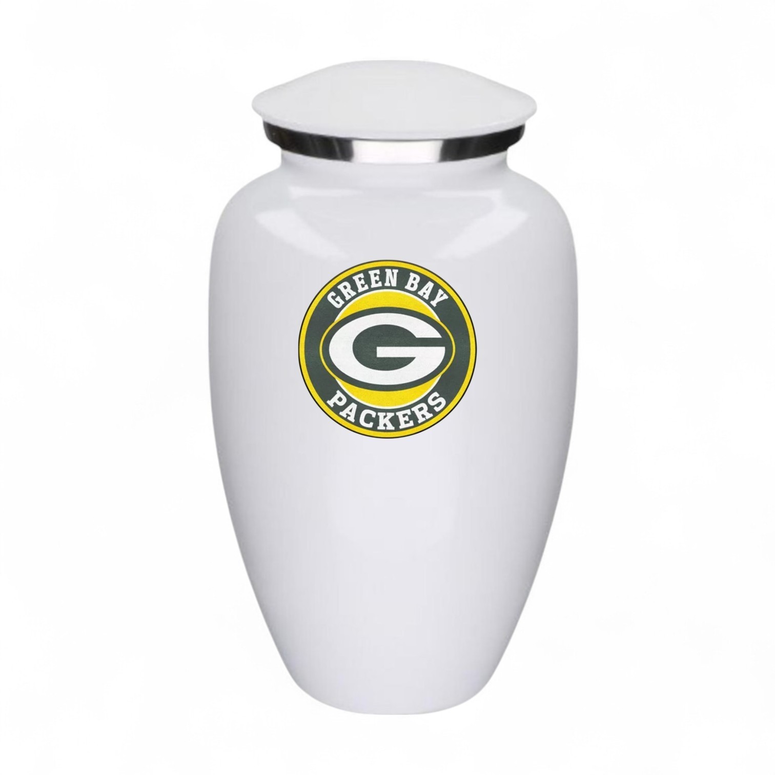 Green Bay Football Theme Large Aluminum Cremation Urn Adult Human Ashes w/Bag