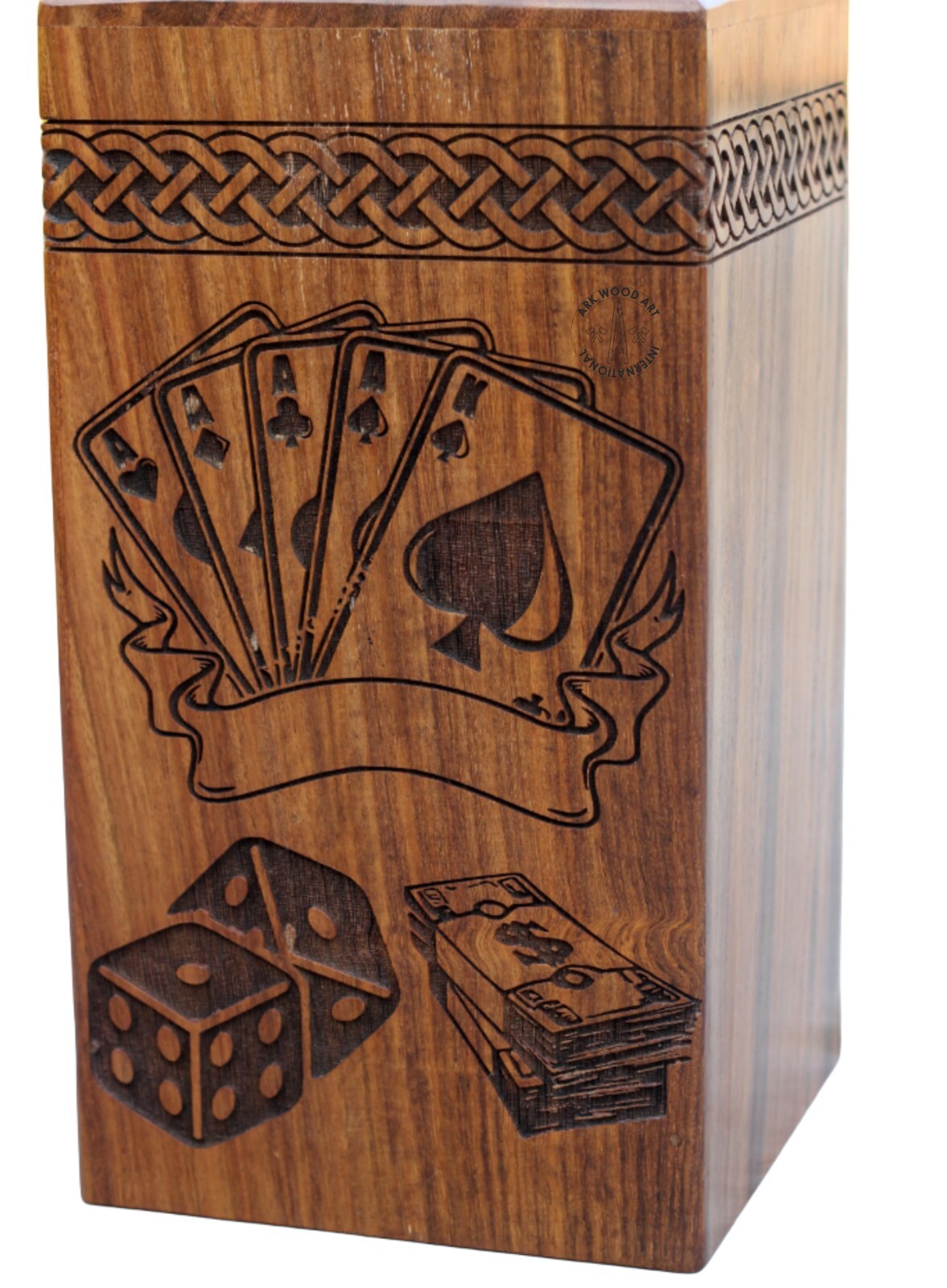 Casino Playing Card with Rolling Dice Wooden Urns box for Human Ash Male female