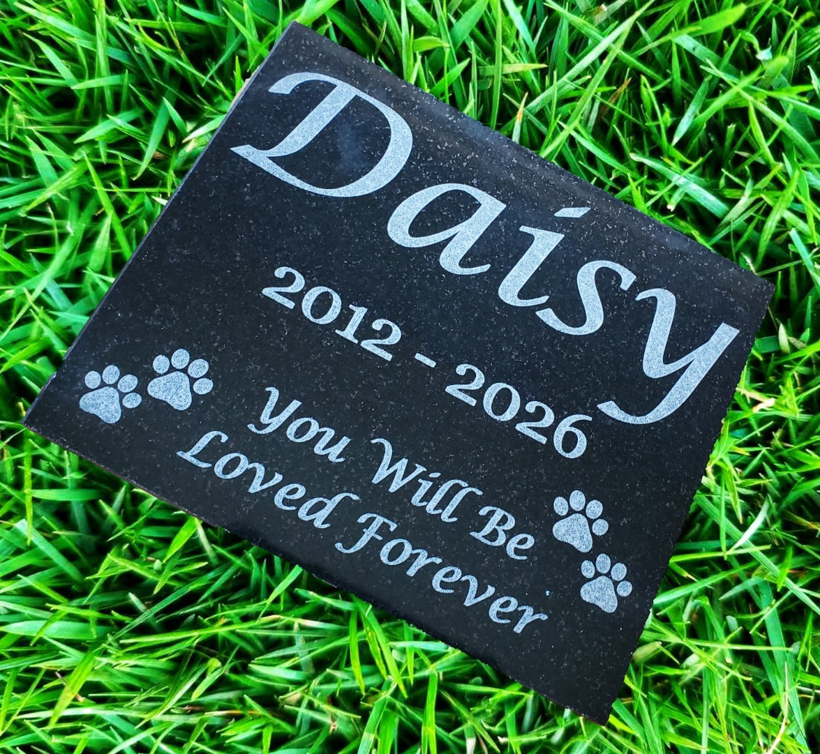 Pet Loss Memorial Burial Stone: Granite Garden Plaque Grave Marker Headstone A4