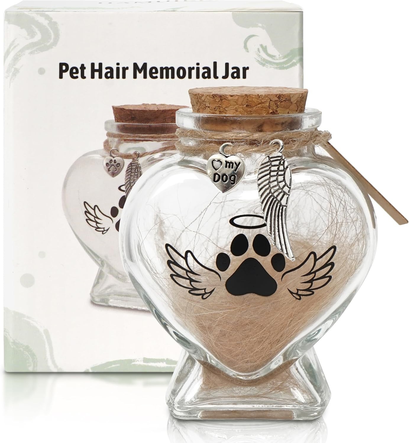 Heart-Shaped Glass Jar Pet Memorial Keepsake for Dogs & Cats – Personalizable