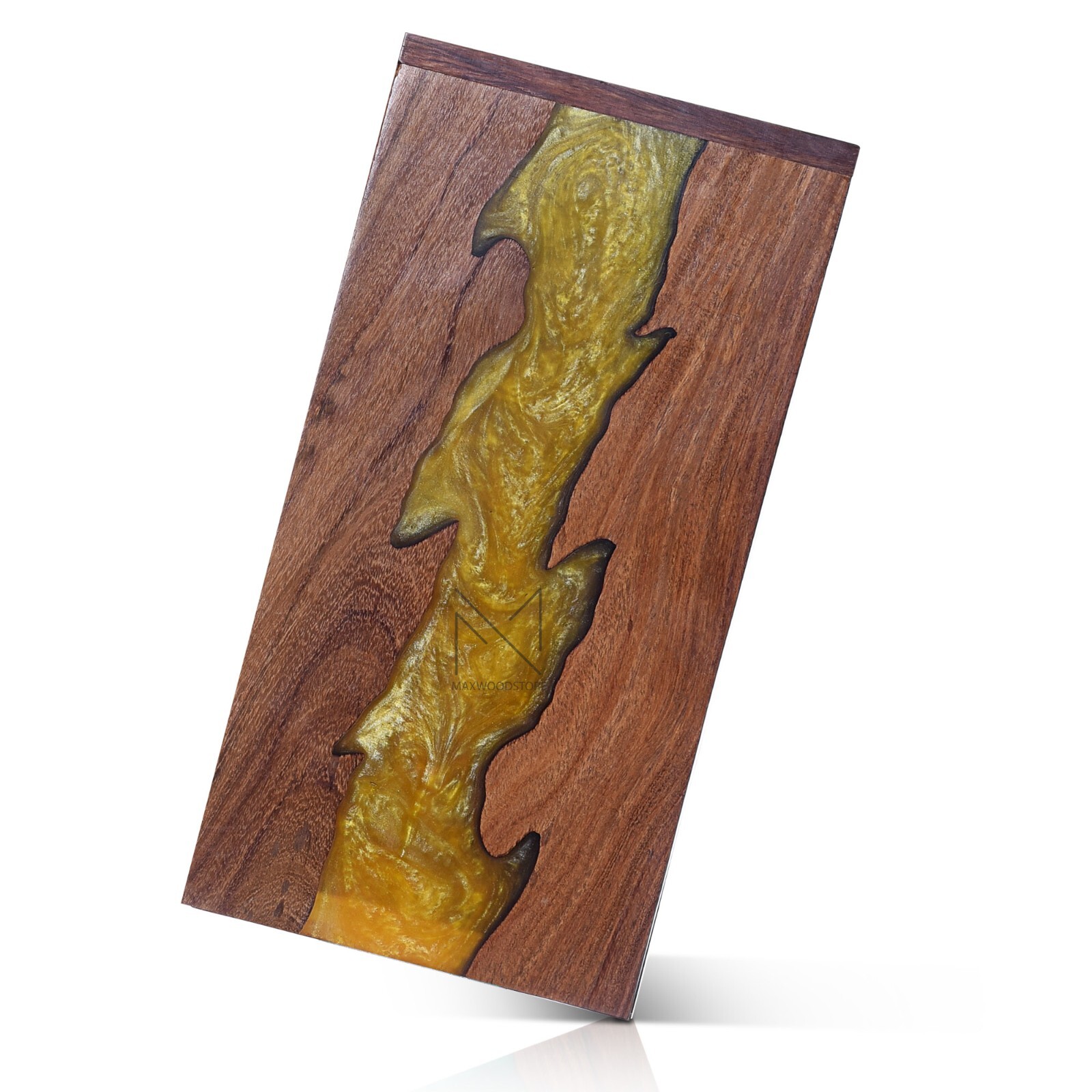 Wooden Urn Box-Urn Box-Rosewood and Golden Resin Design Urn Box For Human Ashes
