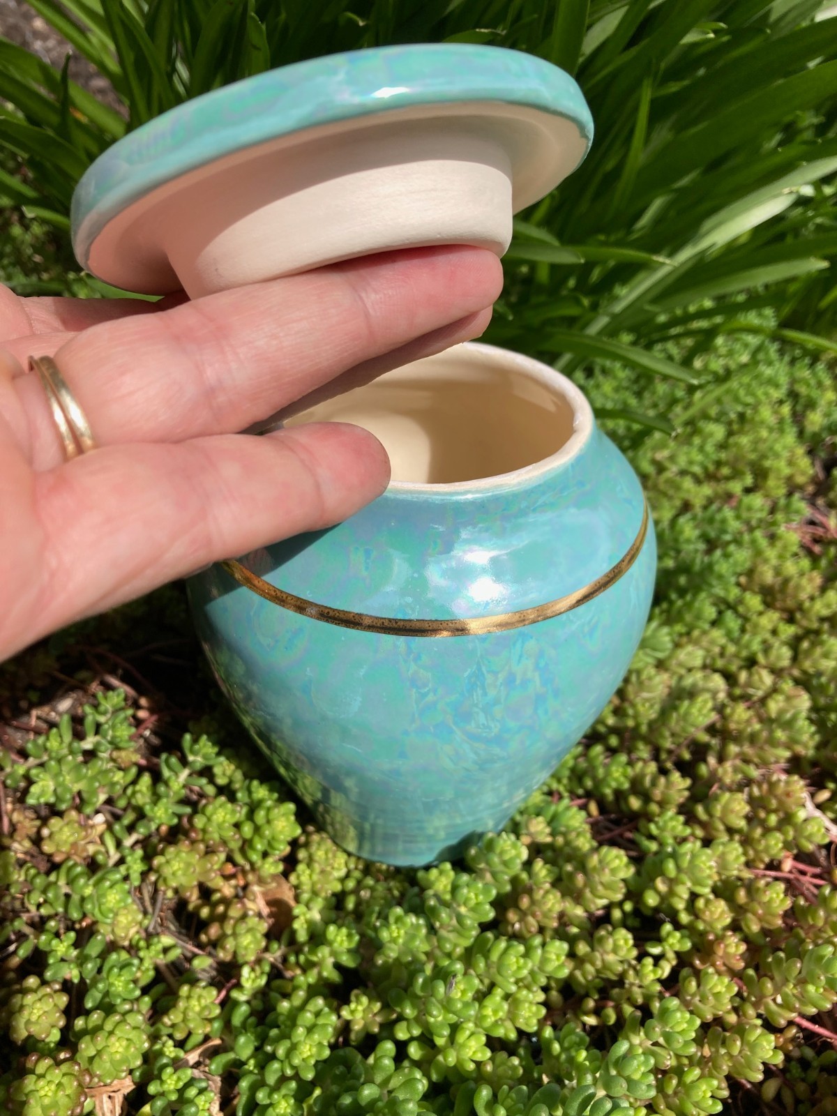 Handmade Ceramic Cremation Urn in Royal Purple, small size for pet ashes, 50 ci