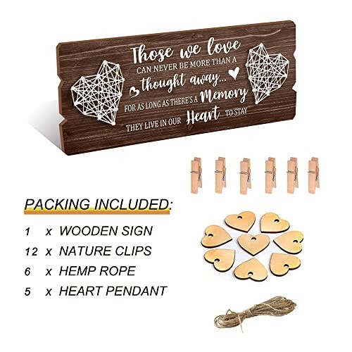 Wooden Memorial Picture Hanging Board with Clips and Twine – those we love