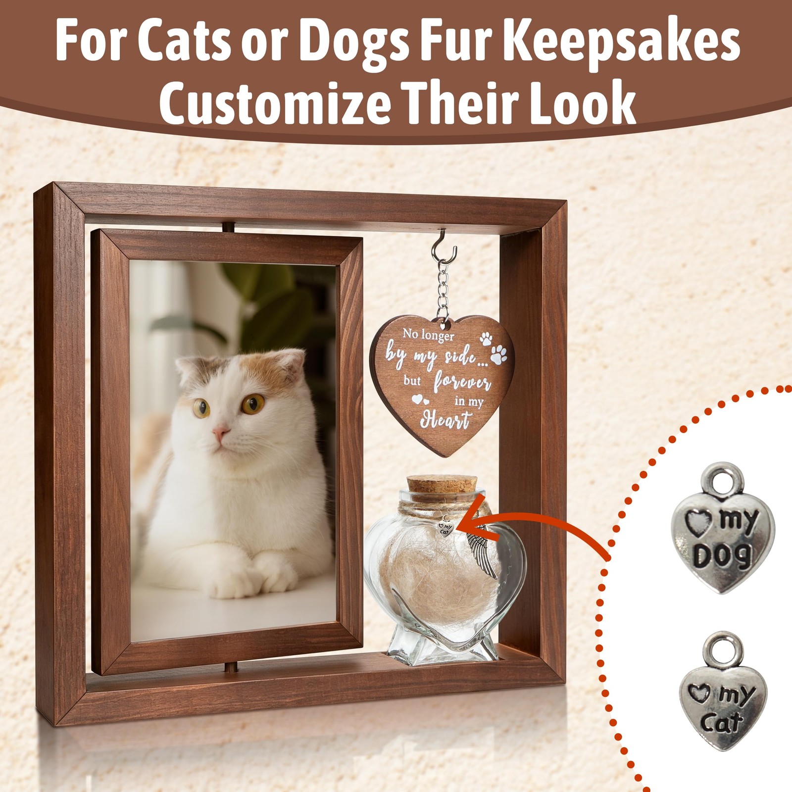Dog Memorial Gifts for Loss of Pet – Rotating Wooden Frame for 4×6 Photo & Fu…