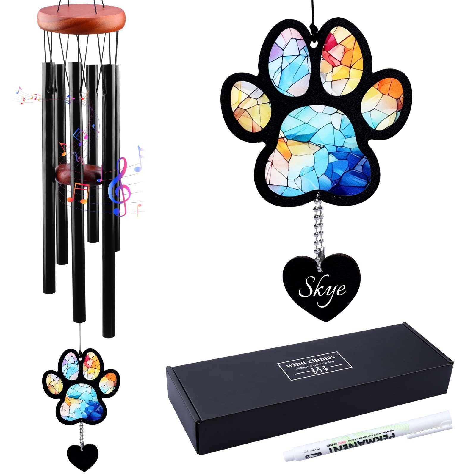 Pet Memorial Wind Chime – Dog Memorial Gifts for Loss of Dog, Loss of Pet Sym…