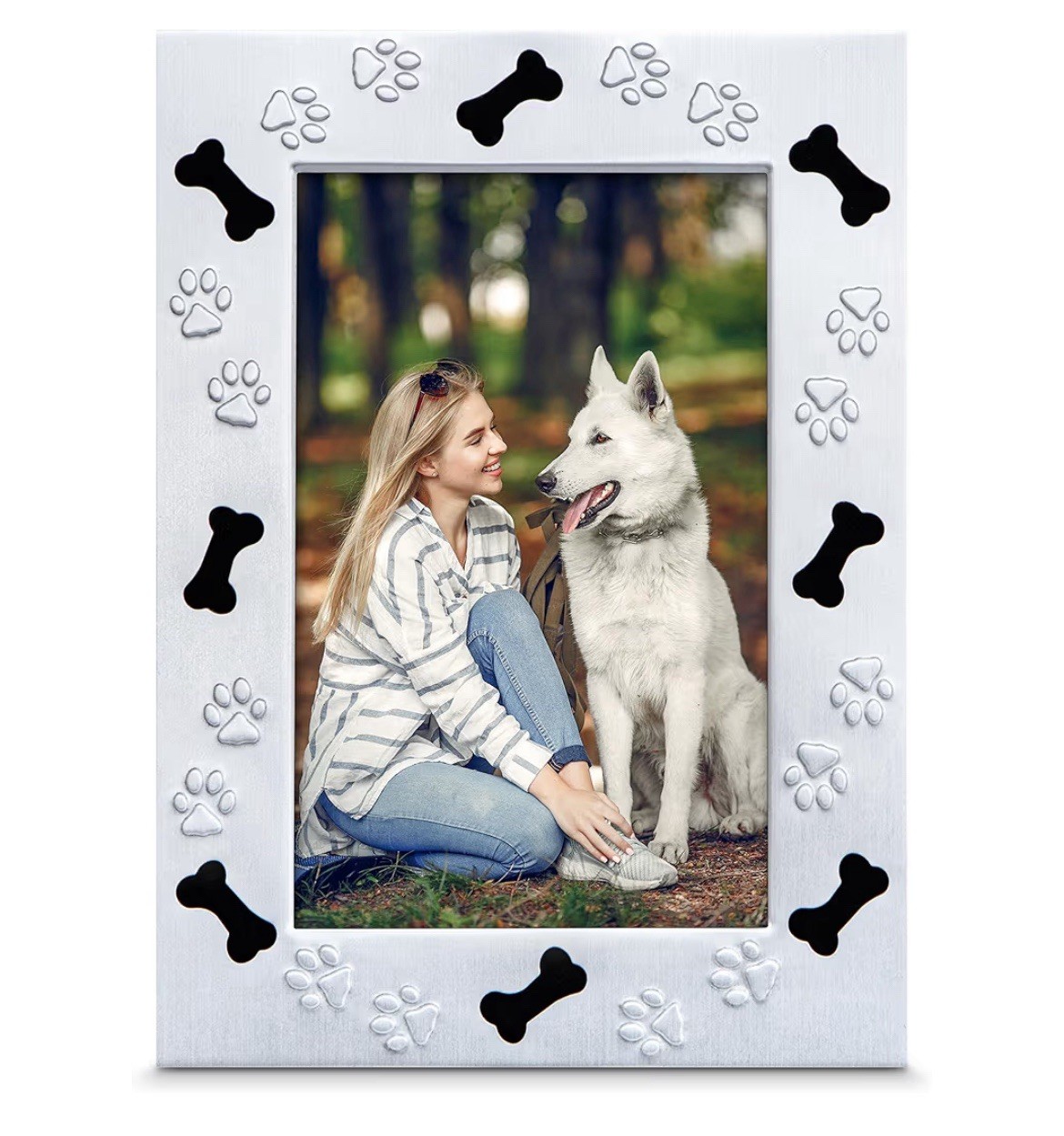 Mission Gallery 4×6 Dog Picture Frame Bones Paw Prints Pet Memorial NEW