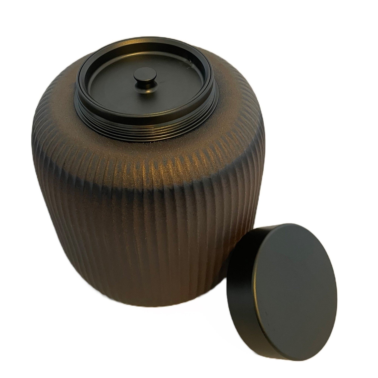 Ceramic Memorial Cremation Urn with Metal Lids for Human or Pet Ashes (Brown)