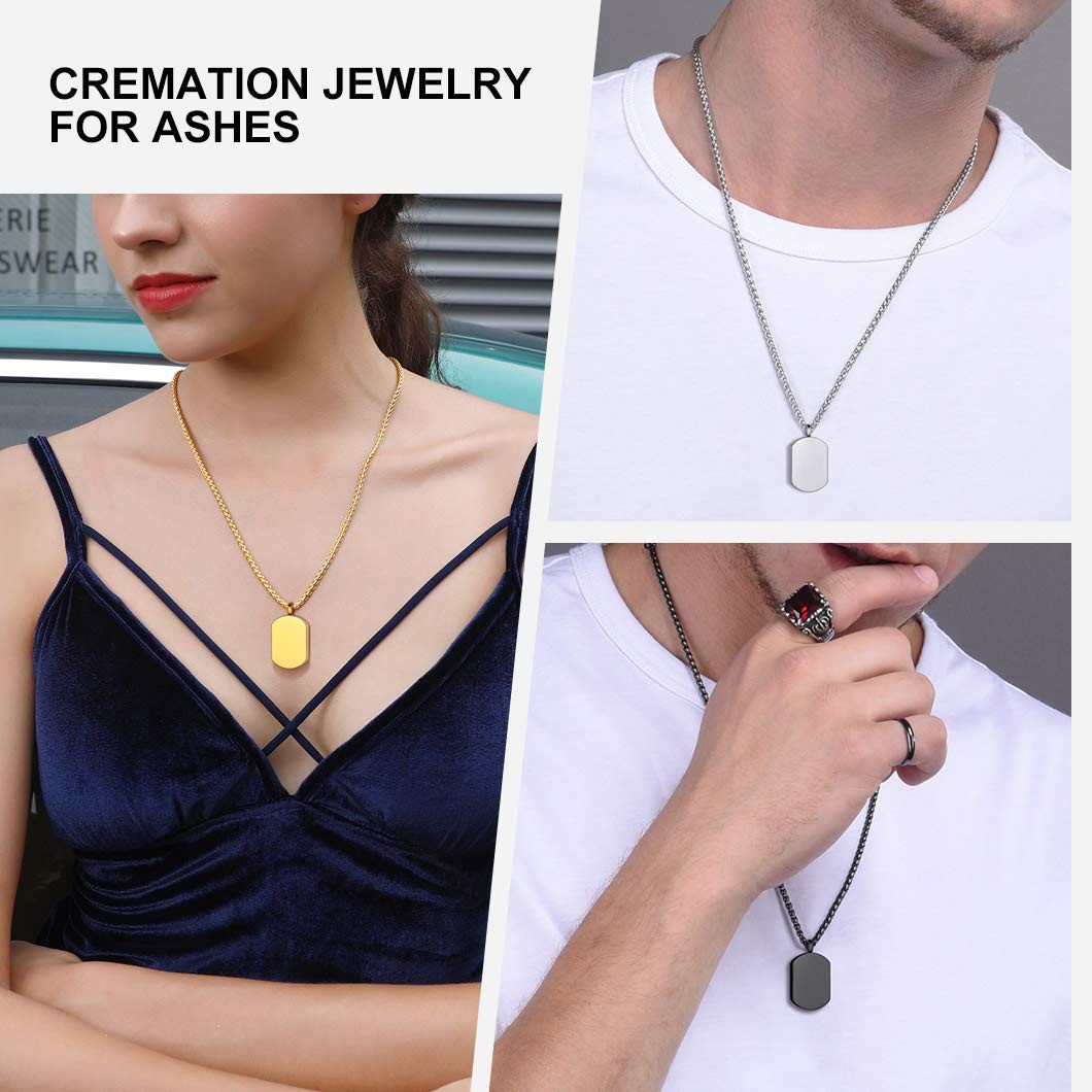 Military Dog Tag Cremation Jewelry For Ashes Human Pets Stainless Steel Urn N…