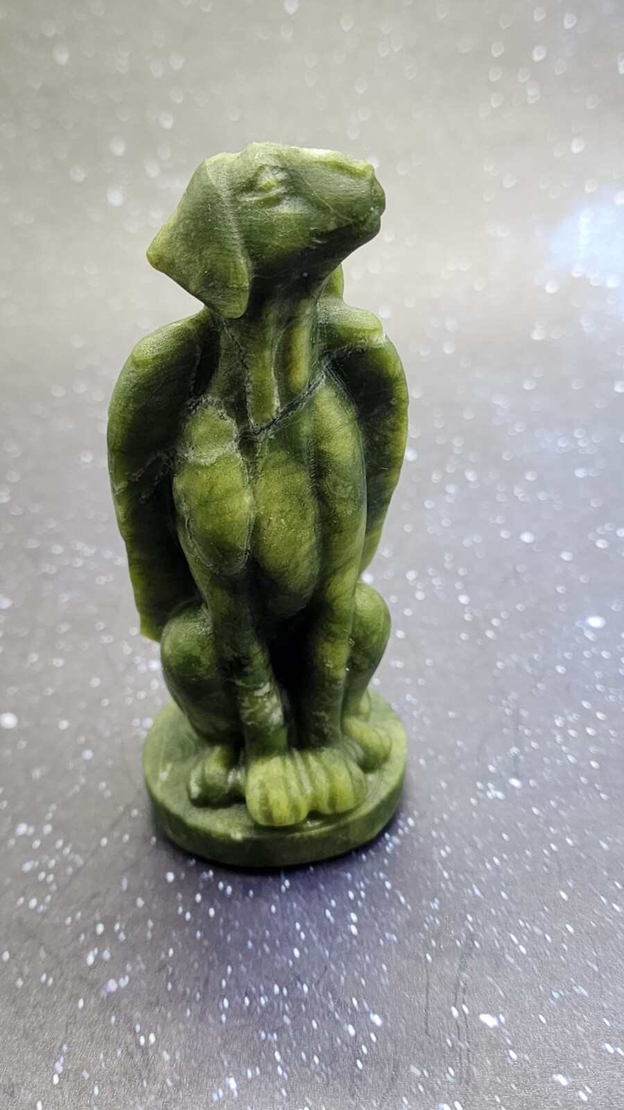 Xiuyan Jade Winged Angel Dog Pet Memorial, Pet Loss Gift, Gemstone Carving