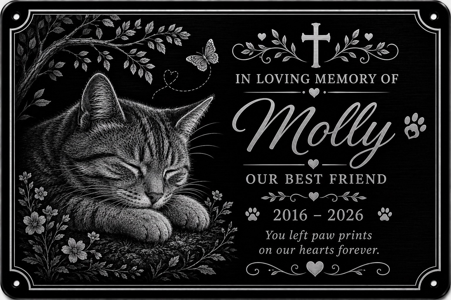 Personalised Pet Memorial Plaque Custom Photo Engraved Aluminium Dog Cat Horse