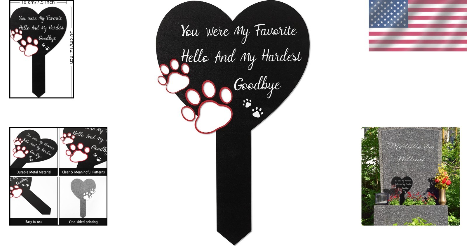 Elegant Pet Memorial Grave Marker with Heartfelt Message for Dogs & Cats – Black