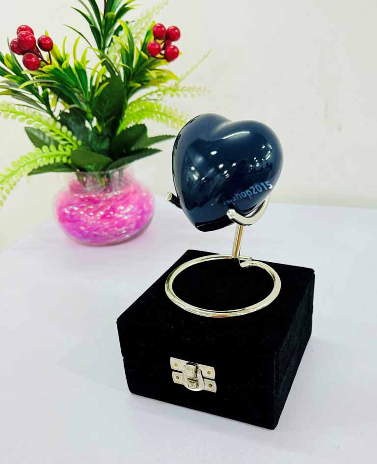 Heart Urn in Navy Blue Color / Small Urns for Human Ashes / Mini Urns for Human