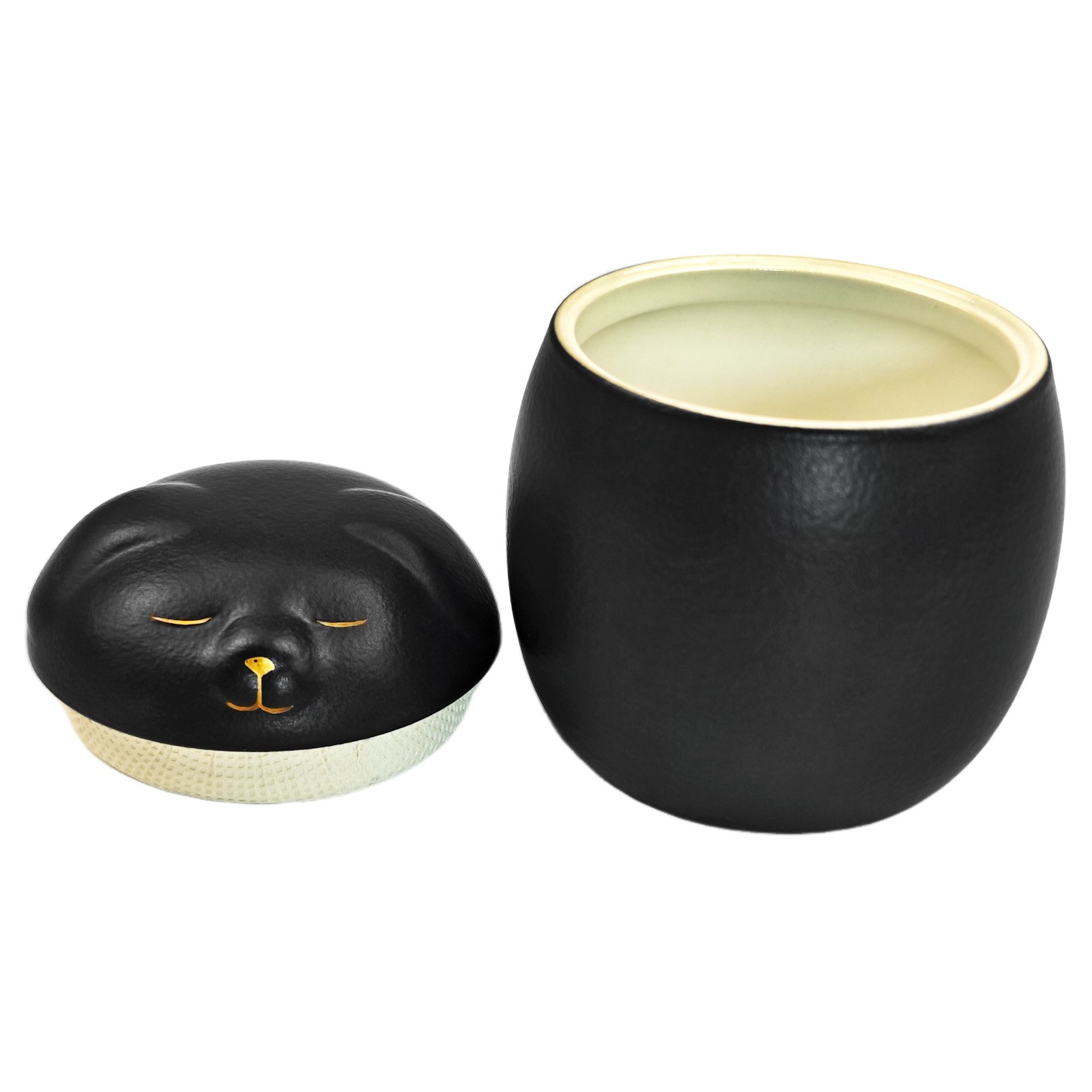 Smiley Dog Shaped Black Pet Urn 3.2×2.9 inch for Small Dog And Cat Ashes
