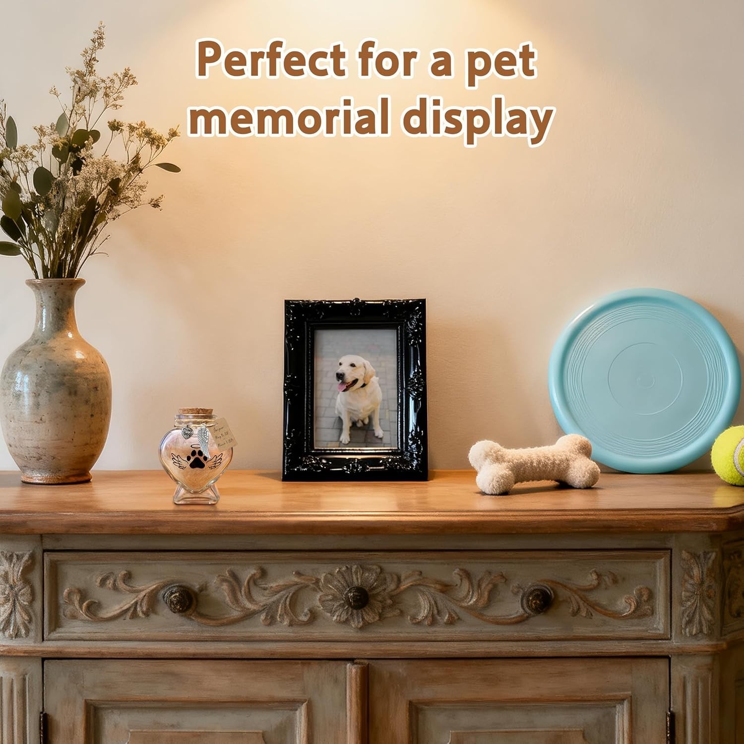 Elegant Heart-Shaped Glass Memorial Jar for Dogs and Cats – Embrace Their Memory