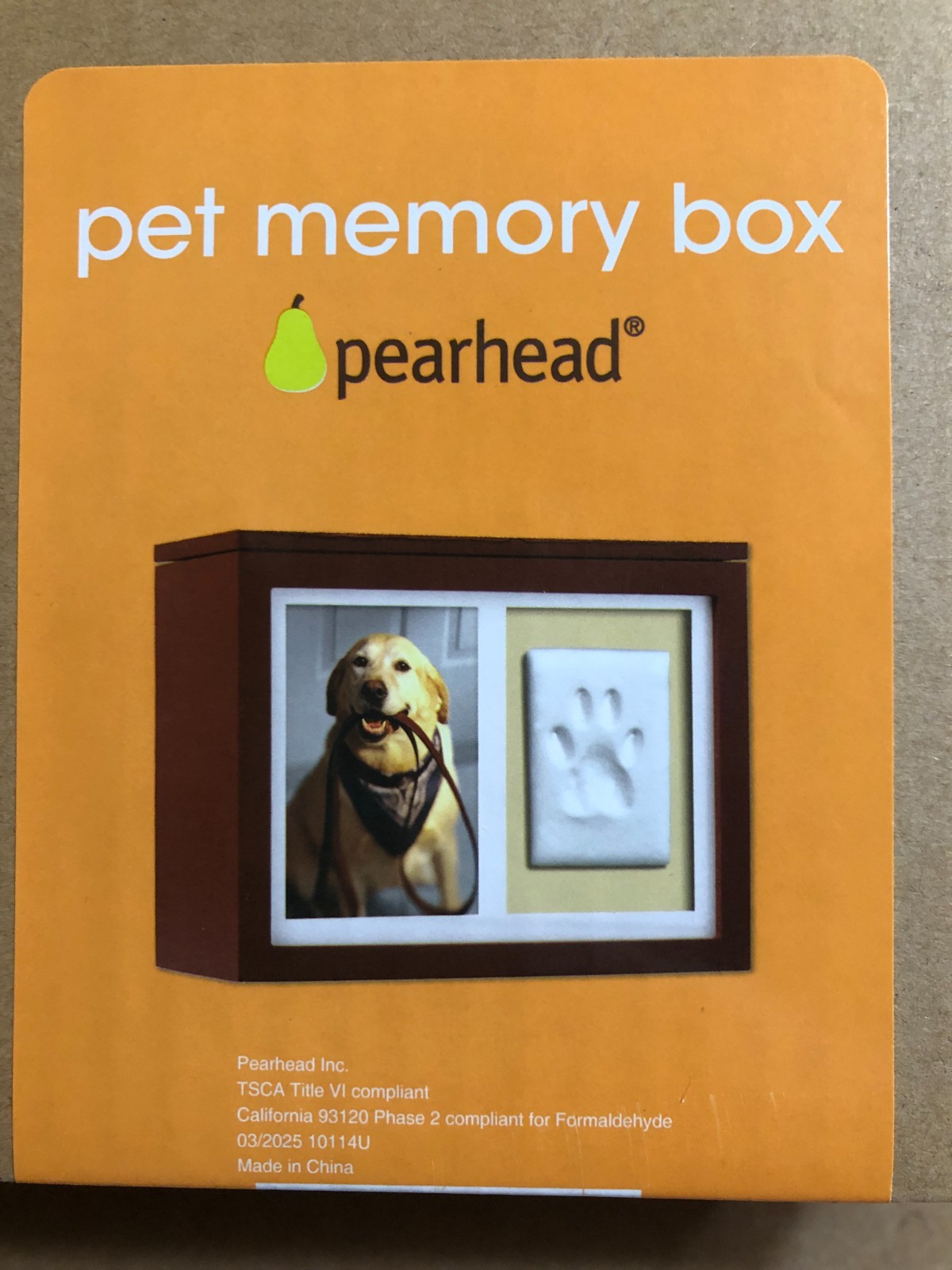 Pet Photo Memory Box and Impression Kit for Dog or Espresso Clay Pawprint Urn**