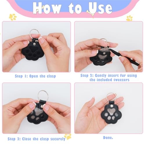 3 Pack Pet fur Keepsake DIY Cat Hair Keychain Kit Customization Memorial Gift