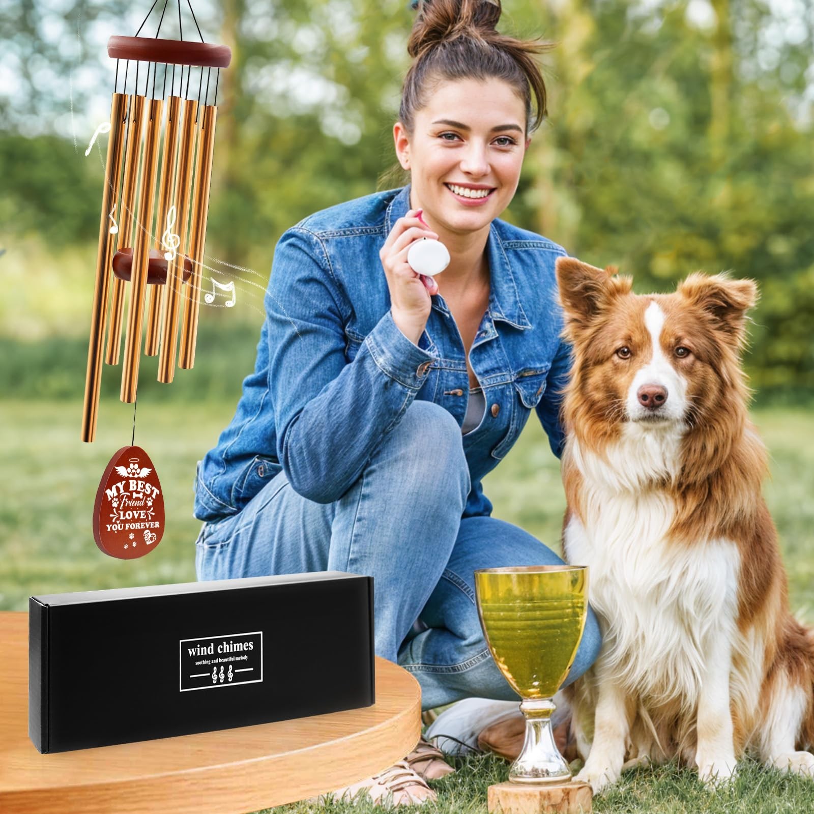 Dog Memorial Gifts for Loss of Dog, 25″ Pet Memorial Gifts Wind Chimes