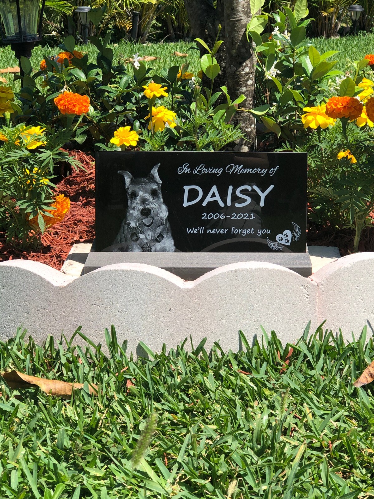 12×6 Pet grave marker, dog tombstone, memorial plaque, rainbow bridge