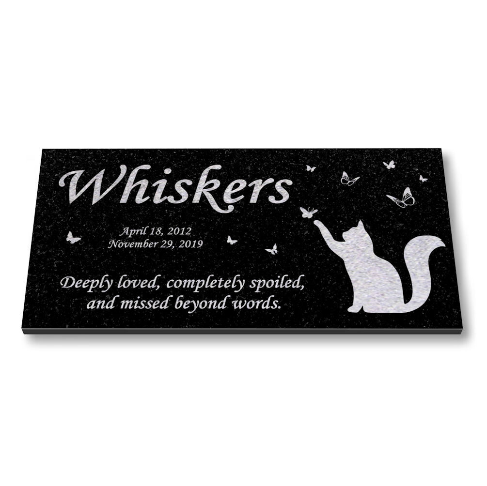 Personalized Cat Memorial – Granite Stone Pet Grave Marker – 6×12 – Whiskers