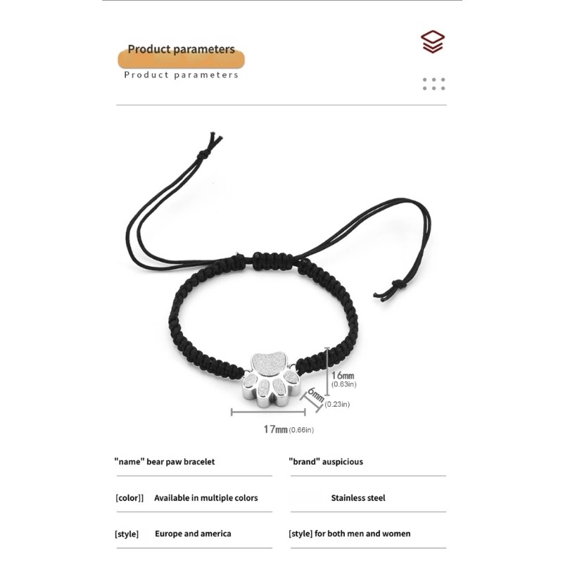 Cremation Jewelry Urns Bracelet for Pet Ashes Cats Dog Paws Pendants Bangles