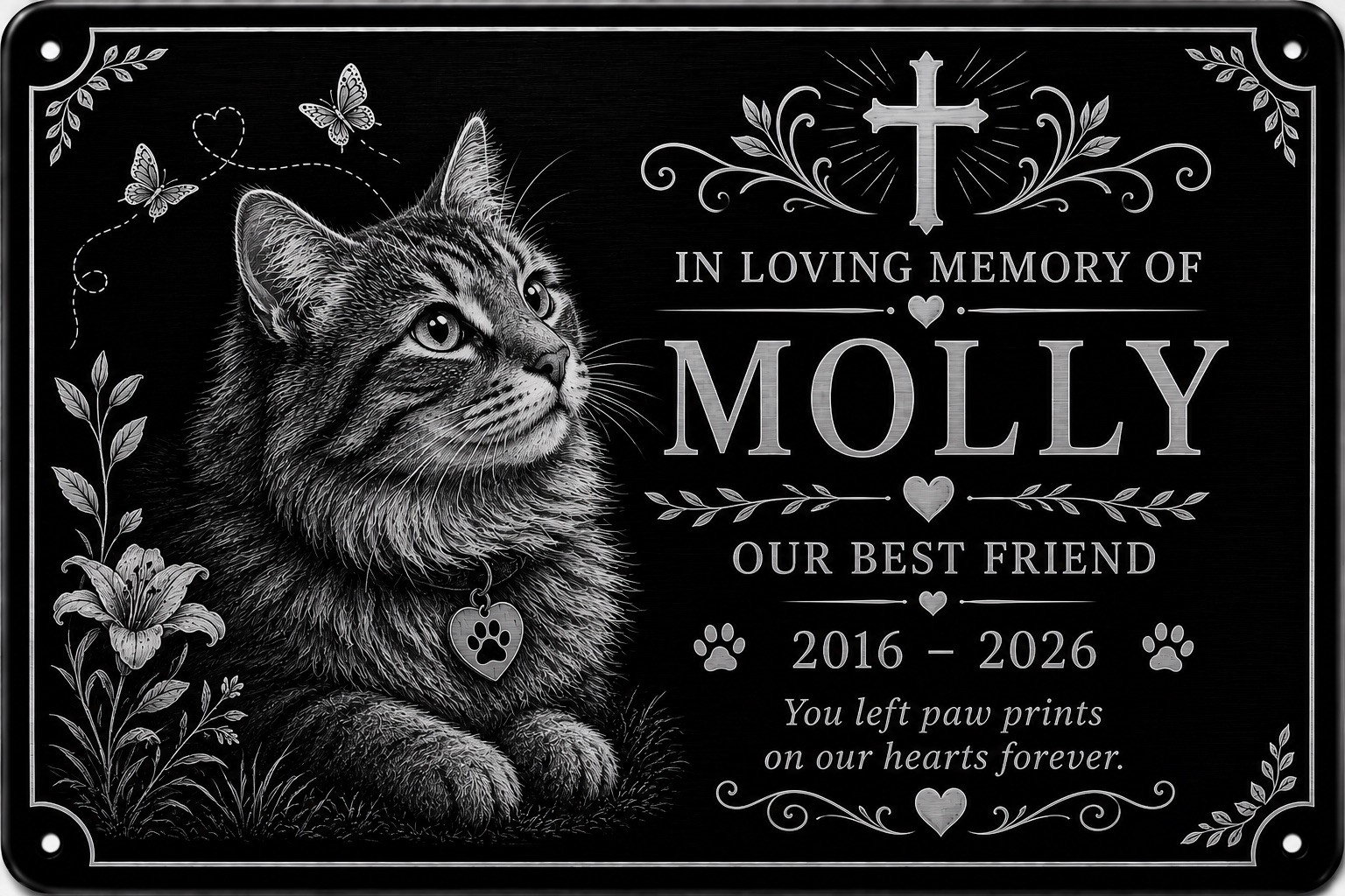 Personalised Pet Memorial Plaque Custom Photo Engraved Aluminium Dog Cat Horse